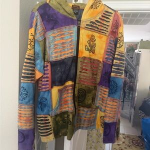 Rising International Multicolor Patchwork 100% Cotton Boho Jacket